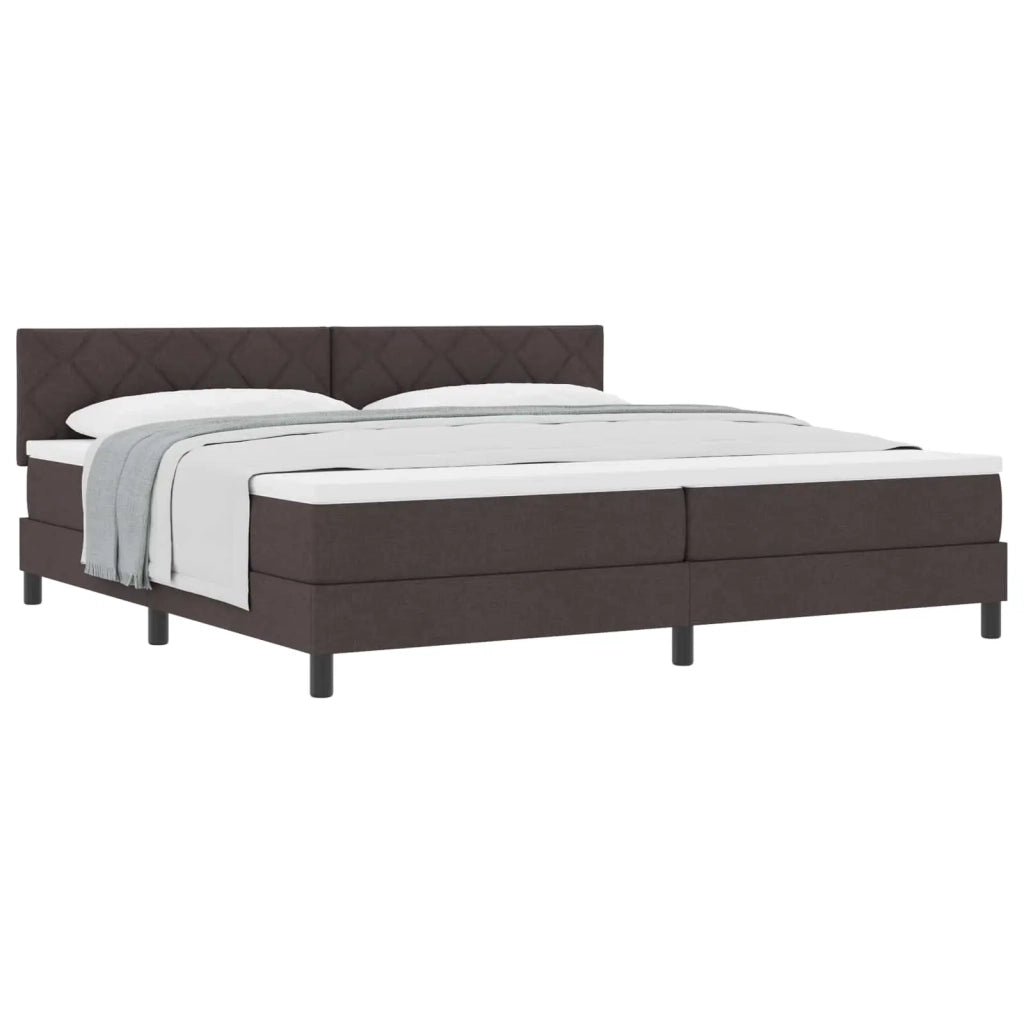 Letto a molle con testiera Marrone Scuro 200 x 200 cm Tessuto 3338793