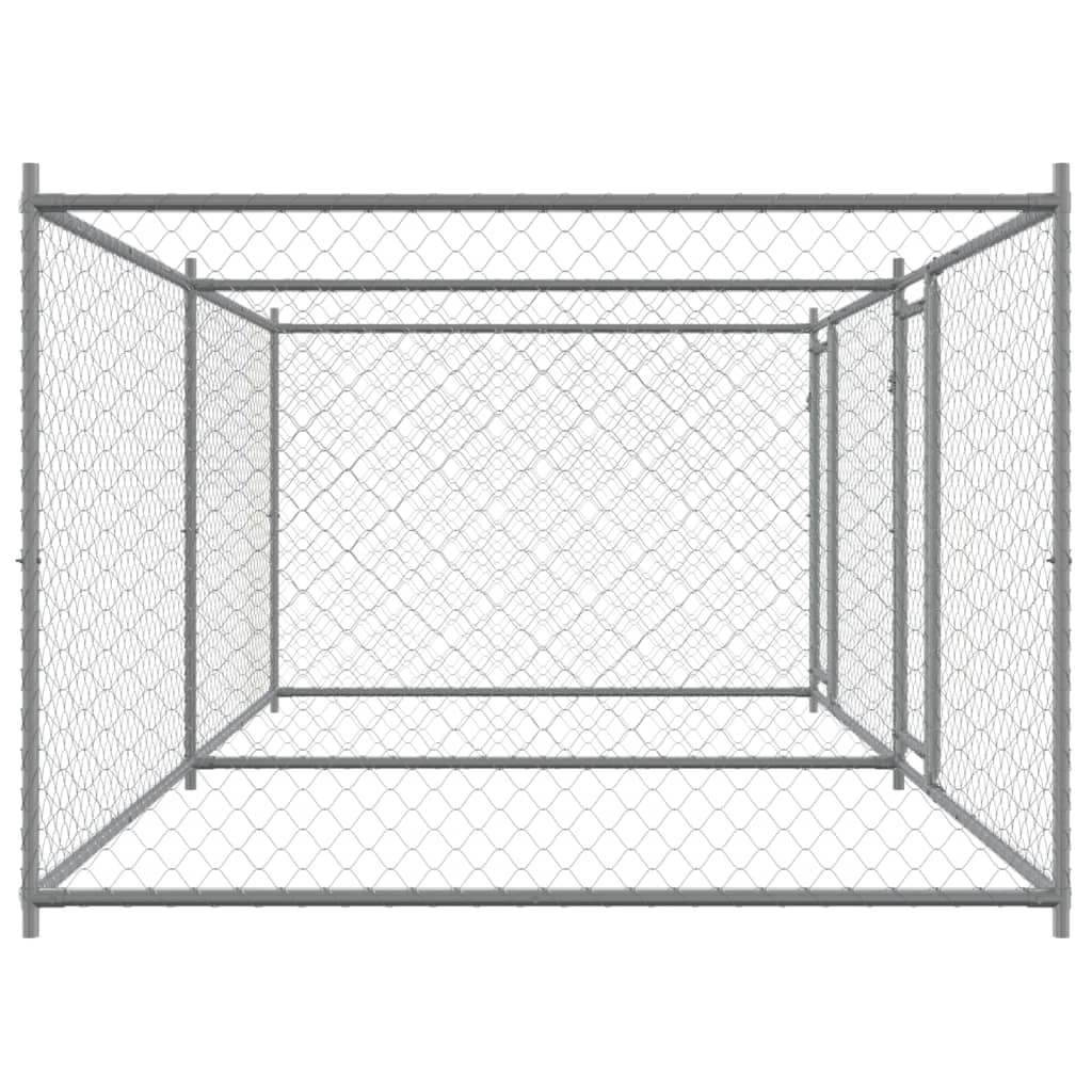 Trasportino per cani con porte 4 x 2 x 1,5 m acciaio zincato grigio 02_0041624