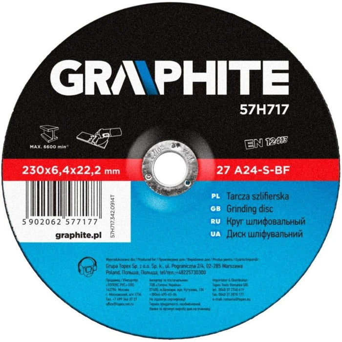 Topex 57h717 disco per rettifica care per metallo 230 x 6,4 22 ds