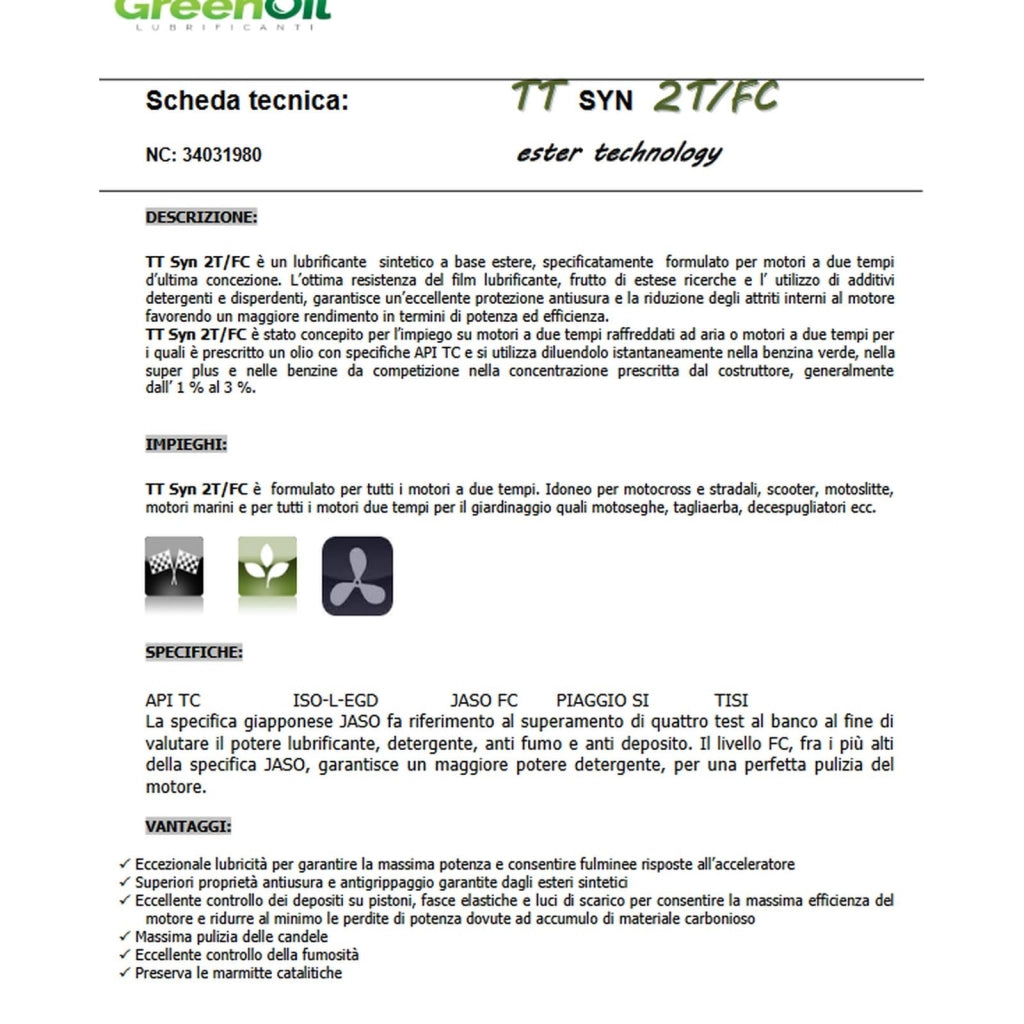 Olio per Miscela 2 Tempi 100% Sintetico Better Due Synt 1 l con Dosatore