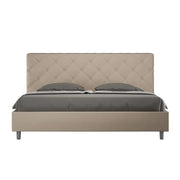 Letto matrimoniale king size con rete imbottito 200x210 similpelle tortora Priya