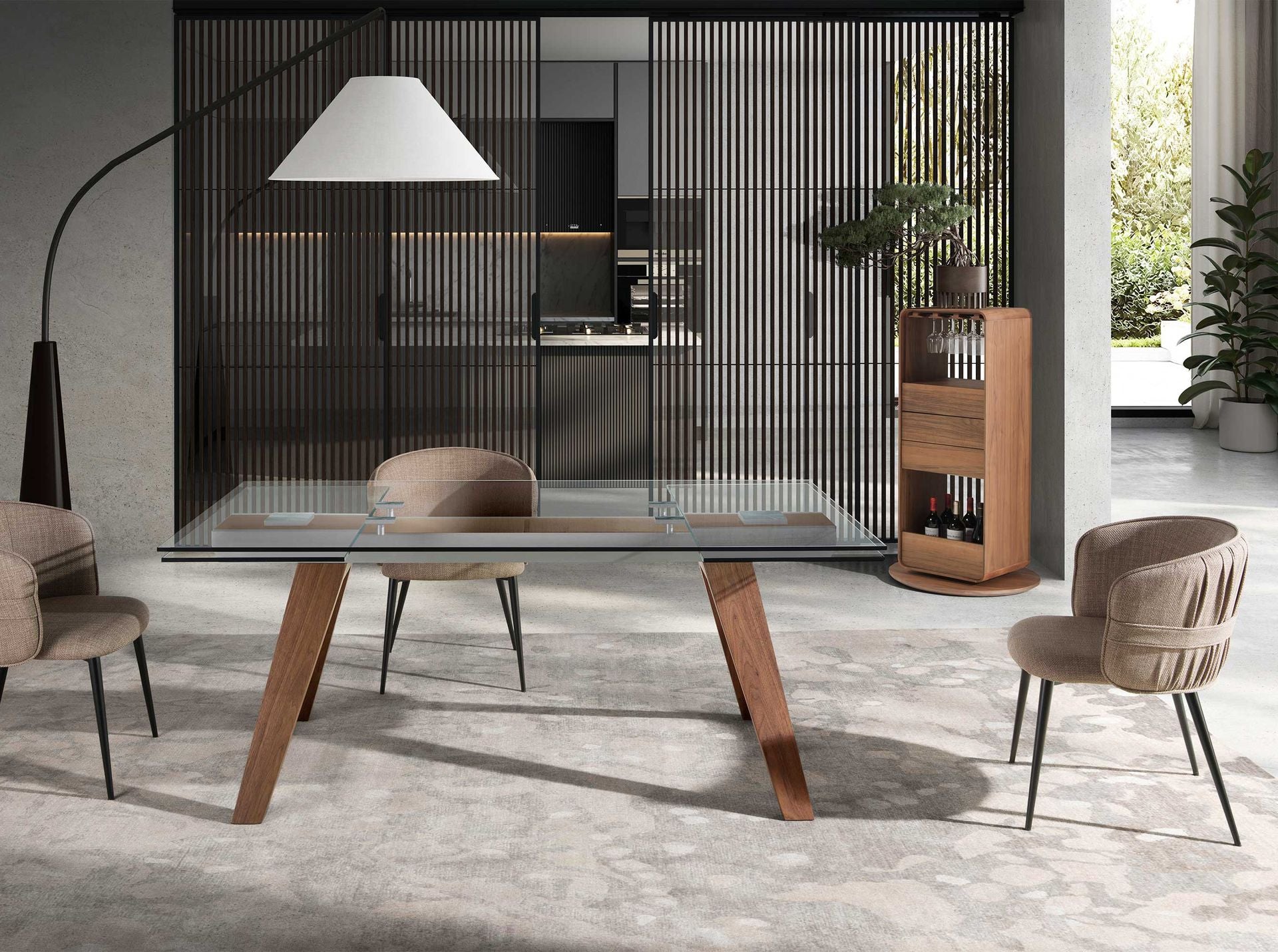 Mobile bar girevole in noce