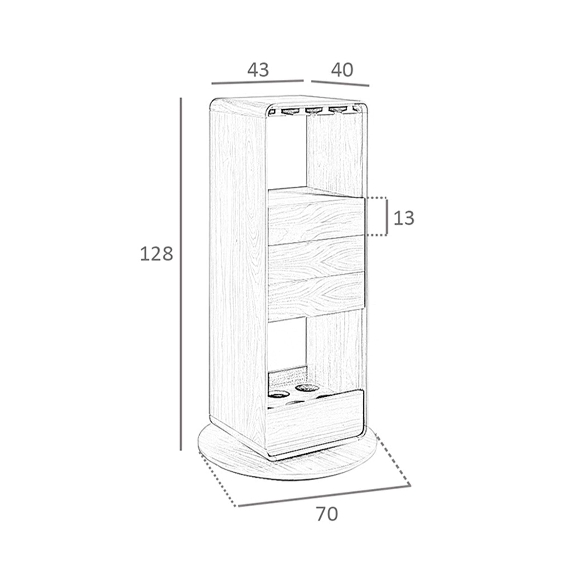 Mobile bar girevole in noce