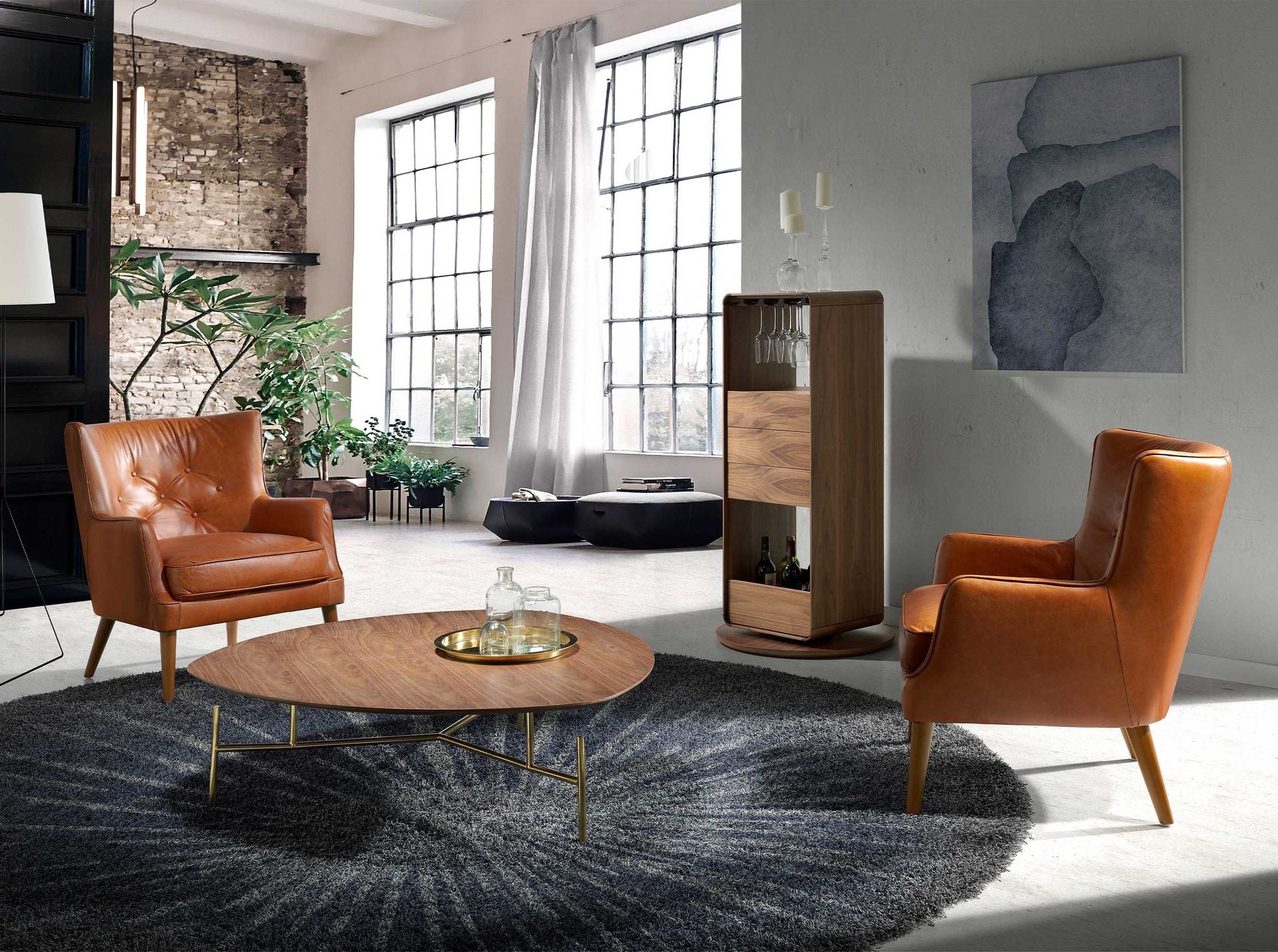 Mobile bar girevole in noce