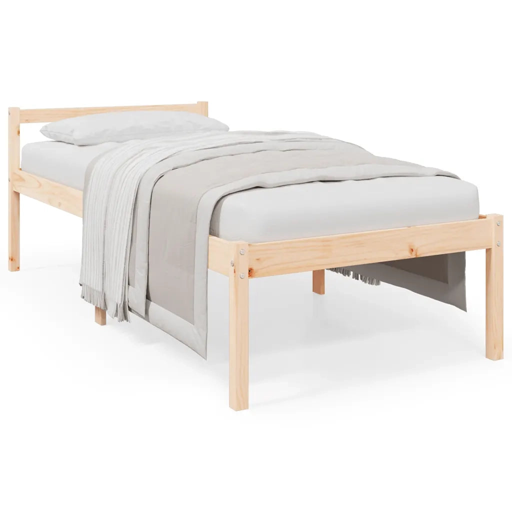 Letto per Anziani 90x190 cm Single in Legno Massello di Pino 810579
