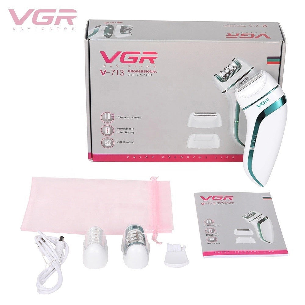 Trade Shop - Epilatore Professionale 3in1 Depilazione Rasoio Elettrico Ricaricabile Vgr V-713 -
