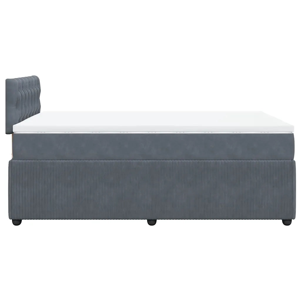 Giroletto a Molle con Materasso Grigio Scuro 120x200 cm Velluto