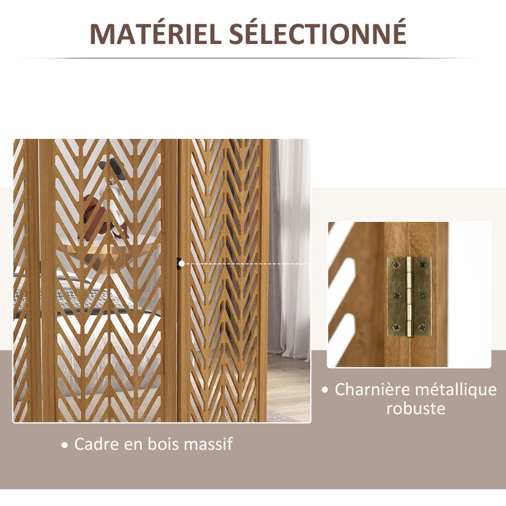 Paravento in legno 3 pannelli ¨C zephmum ¨C naturale 120x170 cm