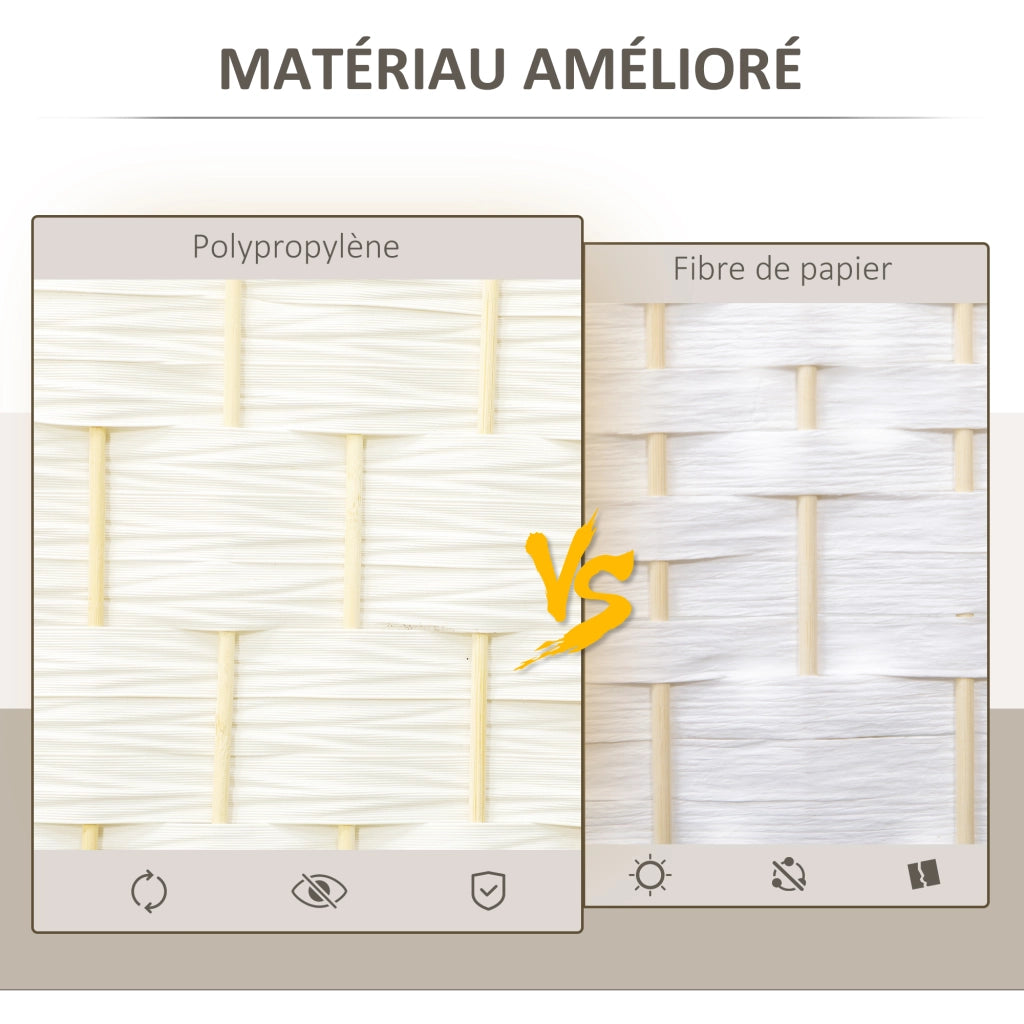 Paravento in legno 3 ante ¨C zephmum ¨C bianco 135x180 cm