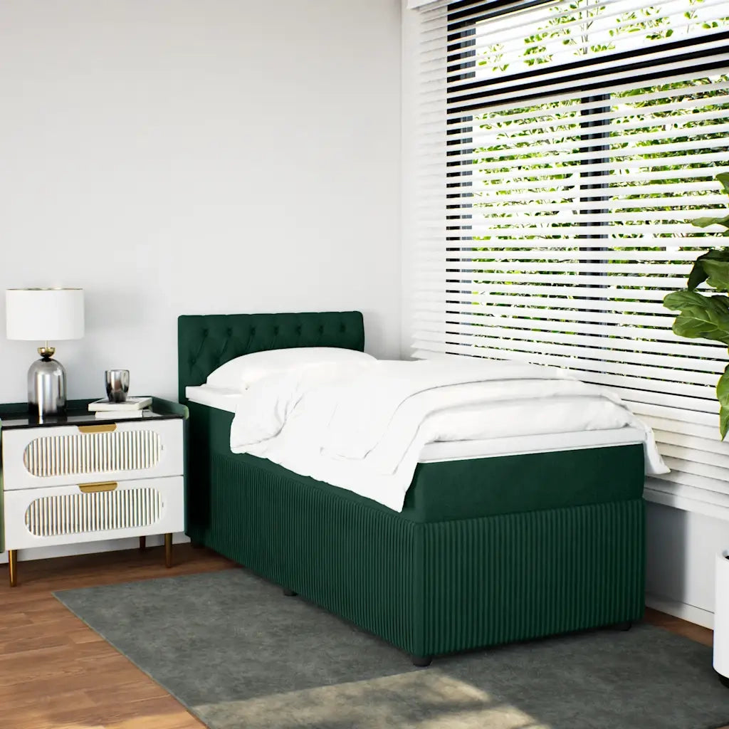 Giroletto a Molle con Materasso Verde Scuro 100x200 cm Velluto