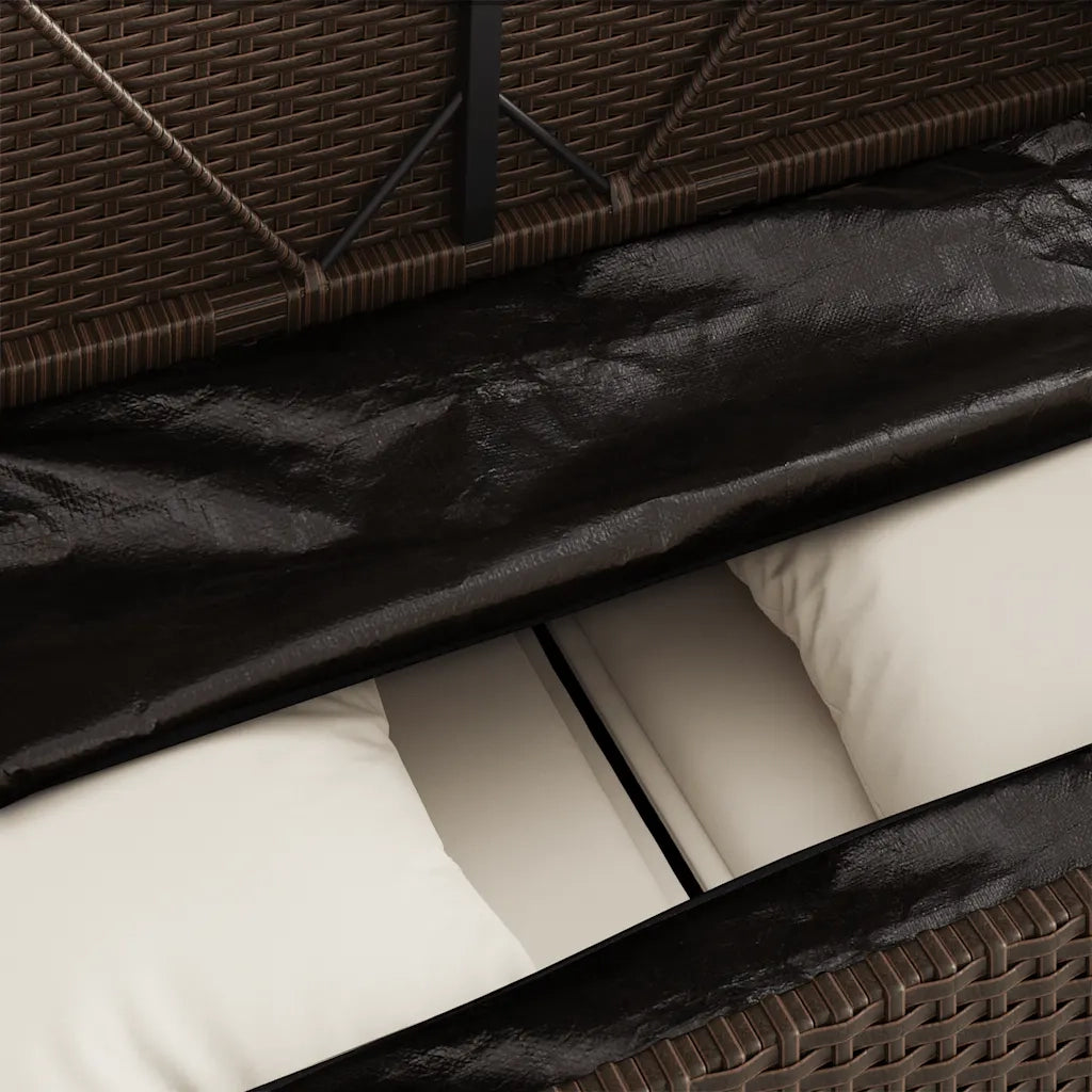 Panca da Giardino con Cuscini-Sgabello-Panca da esterno Marrone in Polyrattan 101806