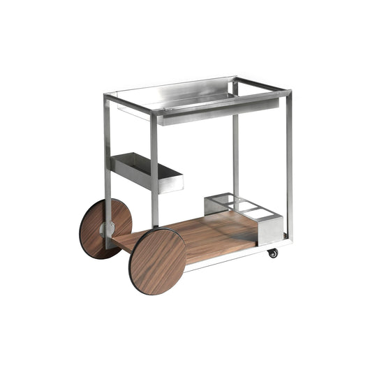 Carrello minibar in acciaio e noce