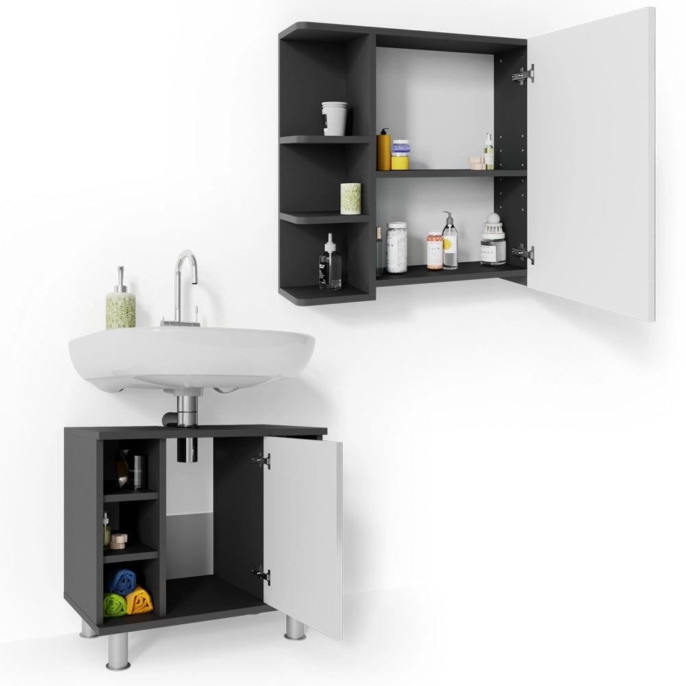 Vicco Set mobili bagno Antracite 2 parti
