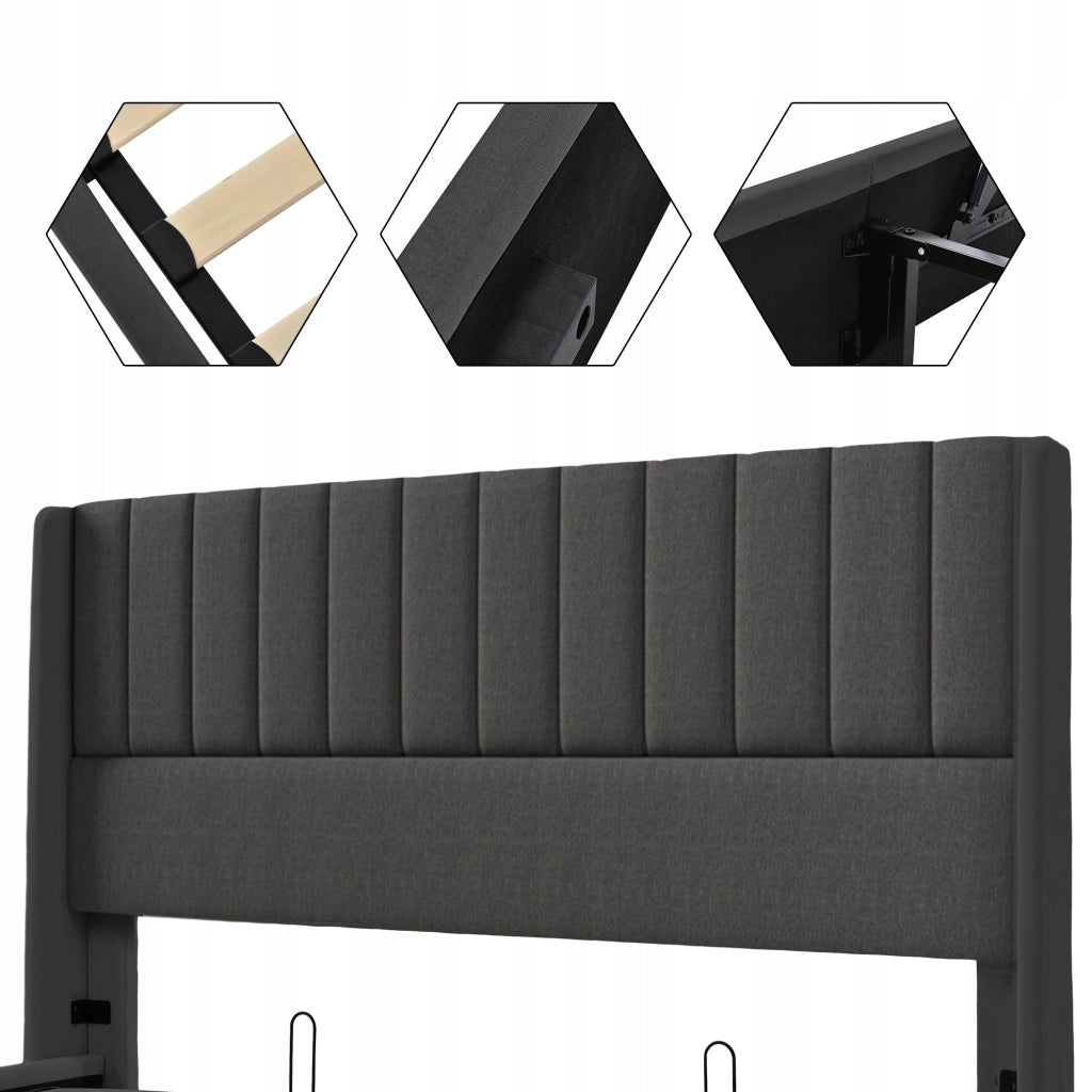 Letto imbottito con contenitore - Xylo - 140x200 - Grigio