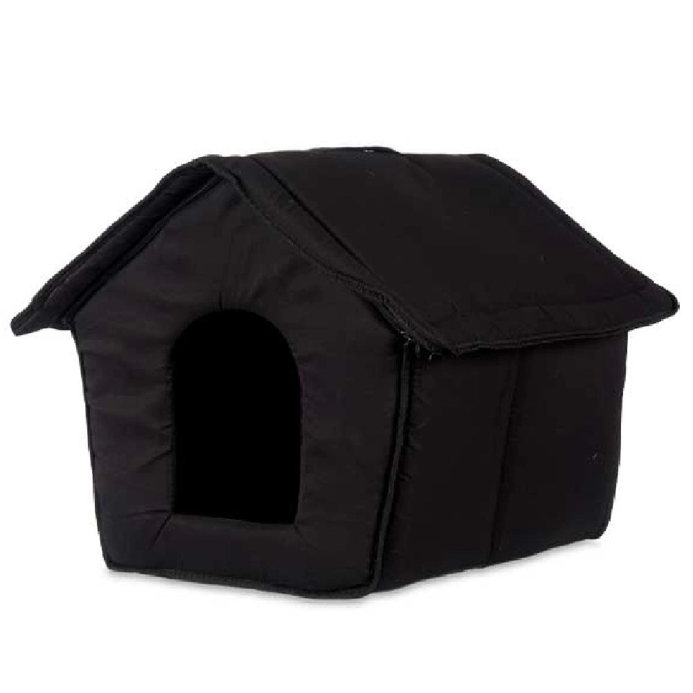 Casetta Pieghevole per Animali Domestici in Tessuto Nero 47x46x40cm Cani e Gatti