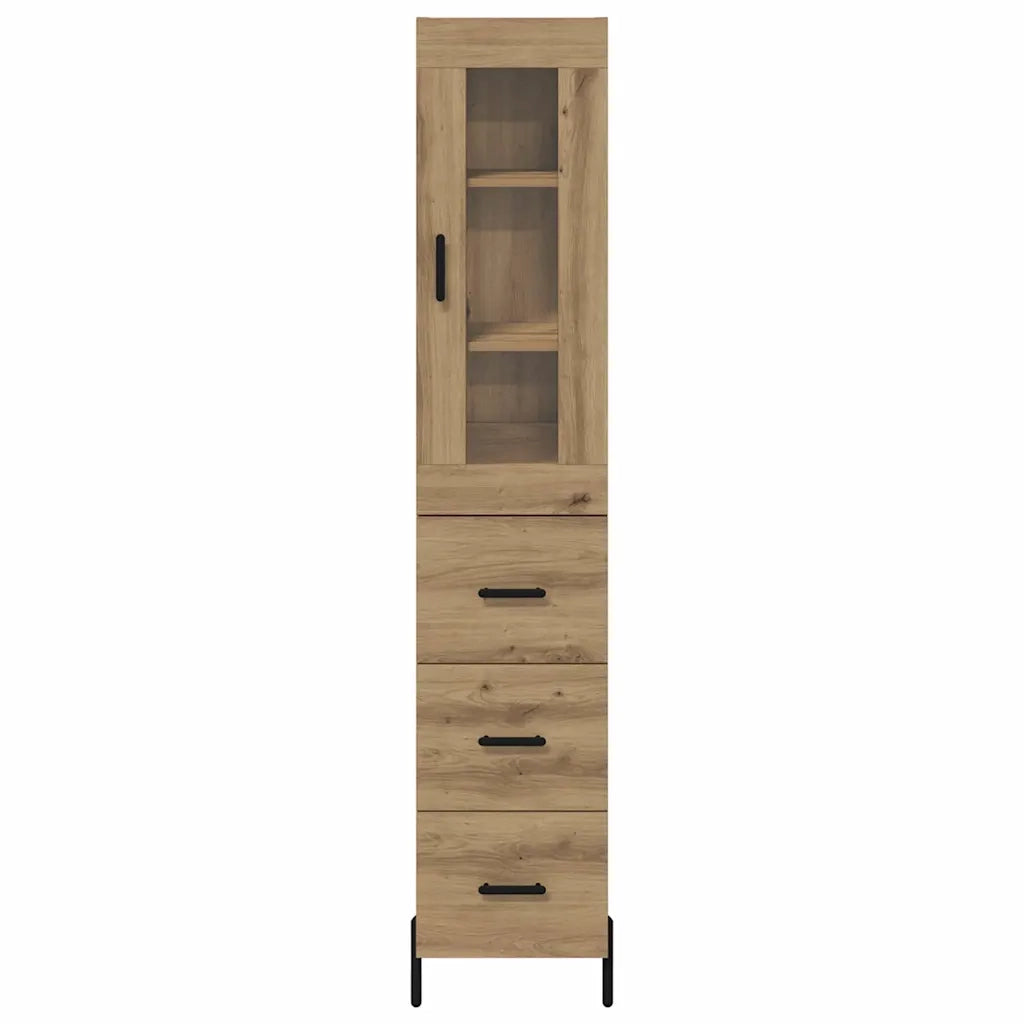 Credenza | Madia | Buffet da pranzo | Armadio da pranzo con cassetto Rovere artigianale 34,5 x 34 x 180 cm