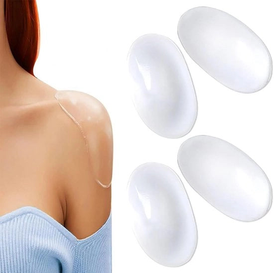 Supporti per spalle trasparenti autoadesivi per donna - 7 x 12 cm - Supporti per spalle in silicone - Zona di applicazione non visibile - 2 pezzi