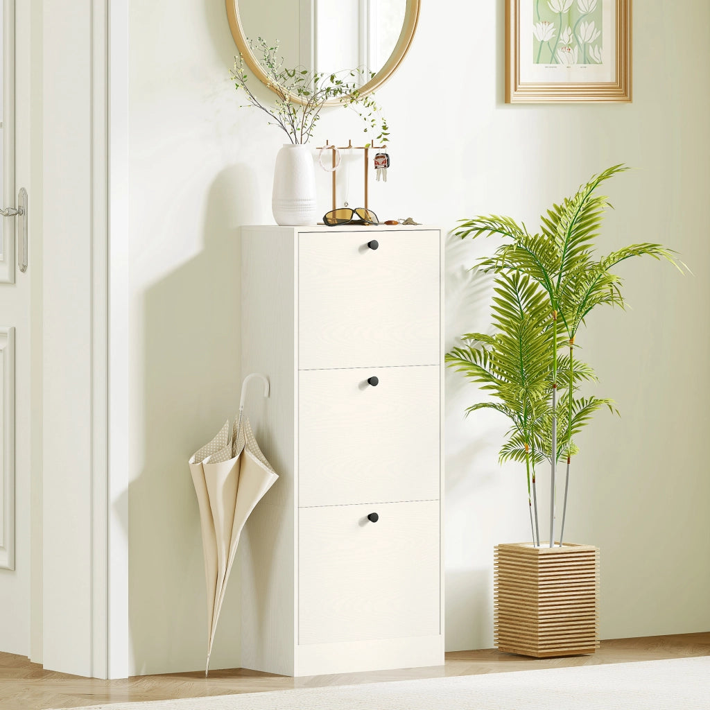 Scarpiera con 3 Ante Salvaspazio ¨C Xylo ¨C Bianco, 47x28x115 cm