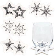 Decorazione di Natale in velluto a forma di drago di carta - stile stellato - in bianco con alta qualità di stampa - decorazione di tavola festiva - set da 5
