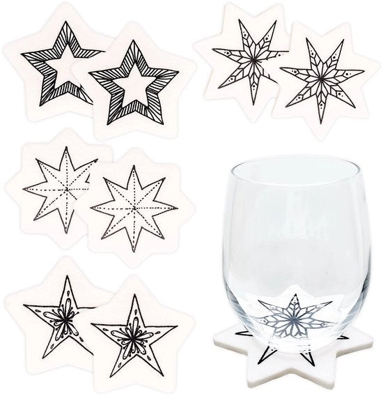 Decorazione di Natale in velluto a forma di drago di carta - stile stellato - in bianco con alta qualità di stampa - decorazione di tavola festiva - set da 5