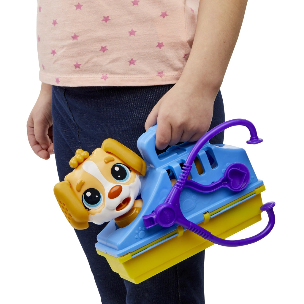 Play-Doh - Set da Veterinario, playset con Cane Giocattolo, trasportino, 10 Strumenti, 5 Colori