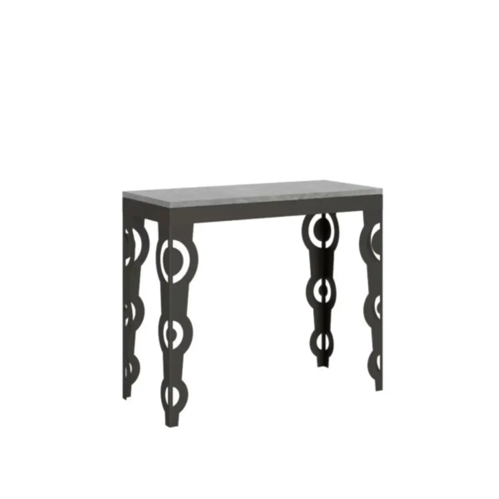 Consolle allungabile 90x40/300 cm Karamay Evolution cemento telaio e gambe antracite