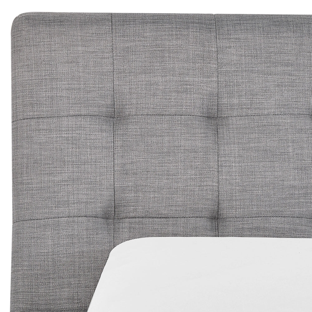 Letto ad acqua grigio tessuto 160 x 200 cm telaio ad arco testiera trapuntata