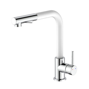 Miscelatore lavello alto con doccia estraibile e finitura bianca e cromata - Serie Phoenix