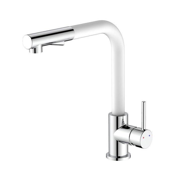 Miscelatore lavello alto con doccia estraibile e finitura bianca e cromata - Serie Phoenix