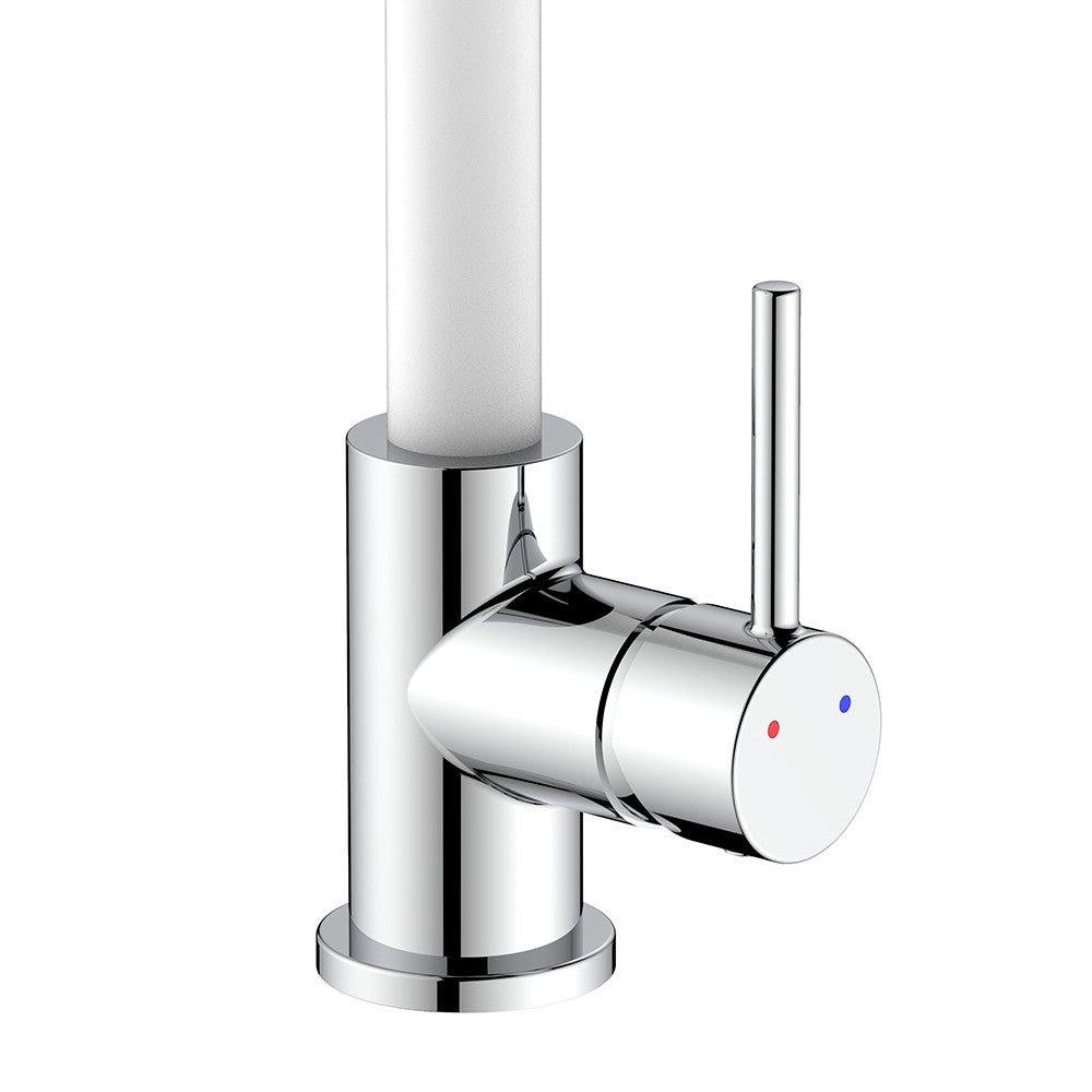 Miscelatore lavello alto con doccia estraibile e finitura bianca e cromata - Serie Phoenix