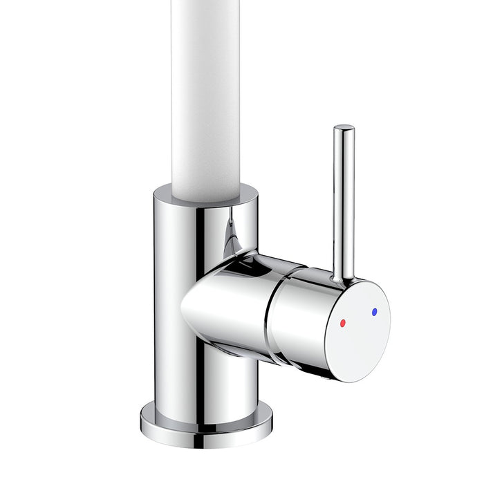 Miscelatore lavello alto con doccia estraibile e finitura bianca e cromata - Serie Phoenix