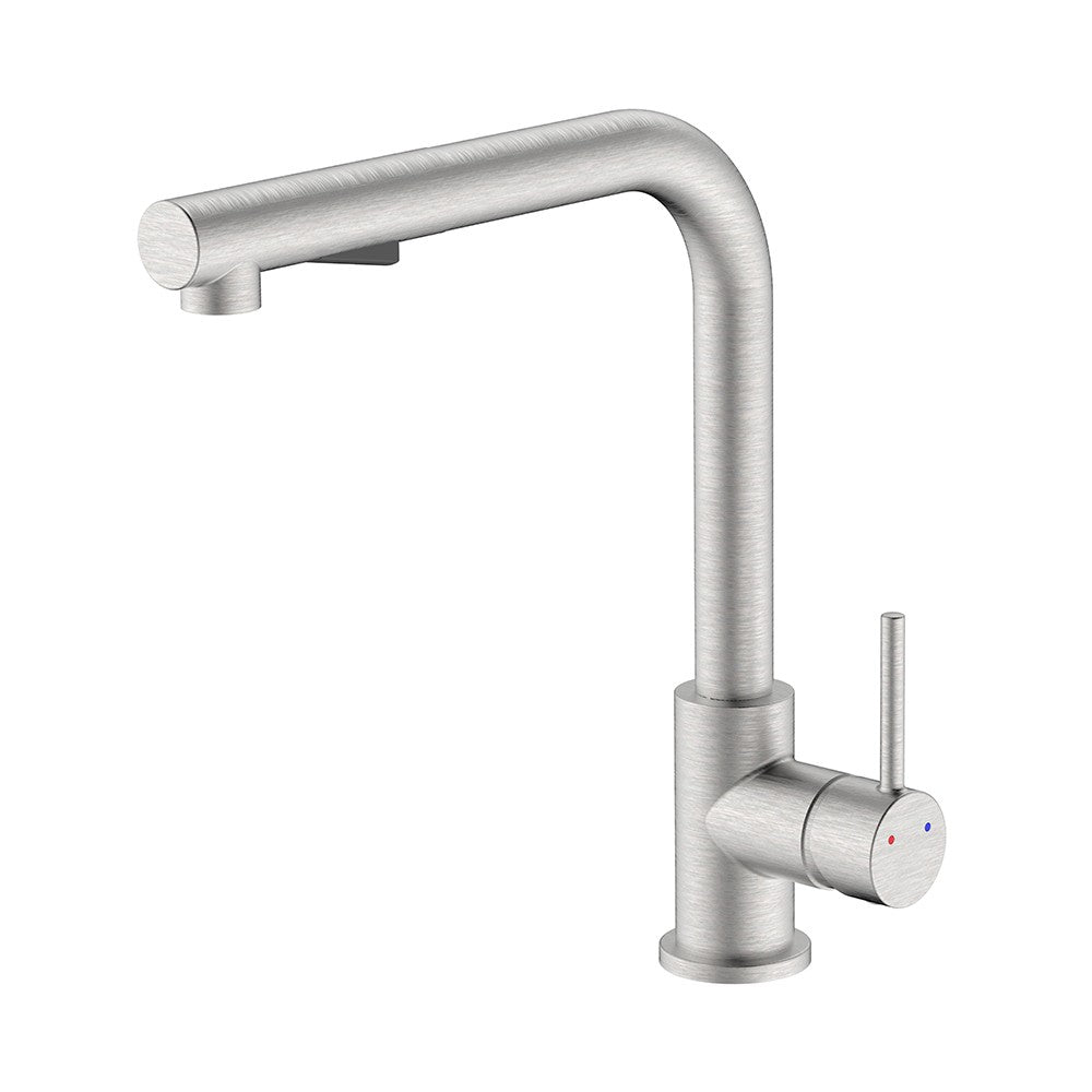 Miscelatore lavello alto con doccia estraibile e finitura acciaio spazzolato - Serie Phoenix