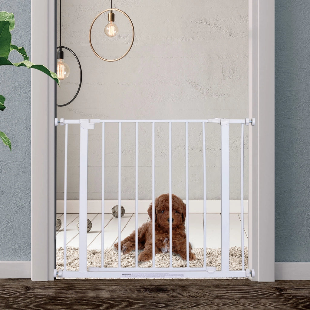Cancelletto di Sicurezza per Animali Allargabile ¨C zephmum ¨C Bianco Acciaio 76x76-82 cm
