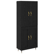 Credenza | Madia | Buffet da pranzo | Armadio da pranzo Rovere Nero 69,5 x 34 x 180 cm Legno multistrato