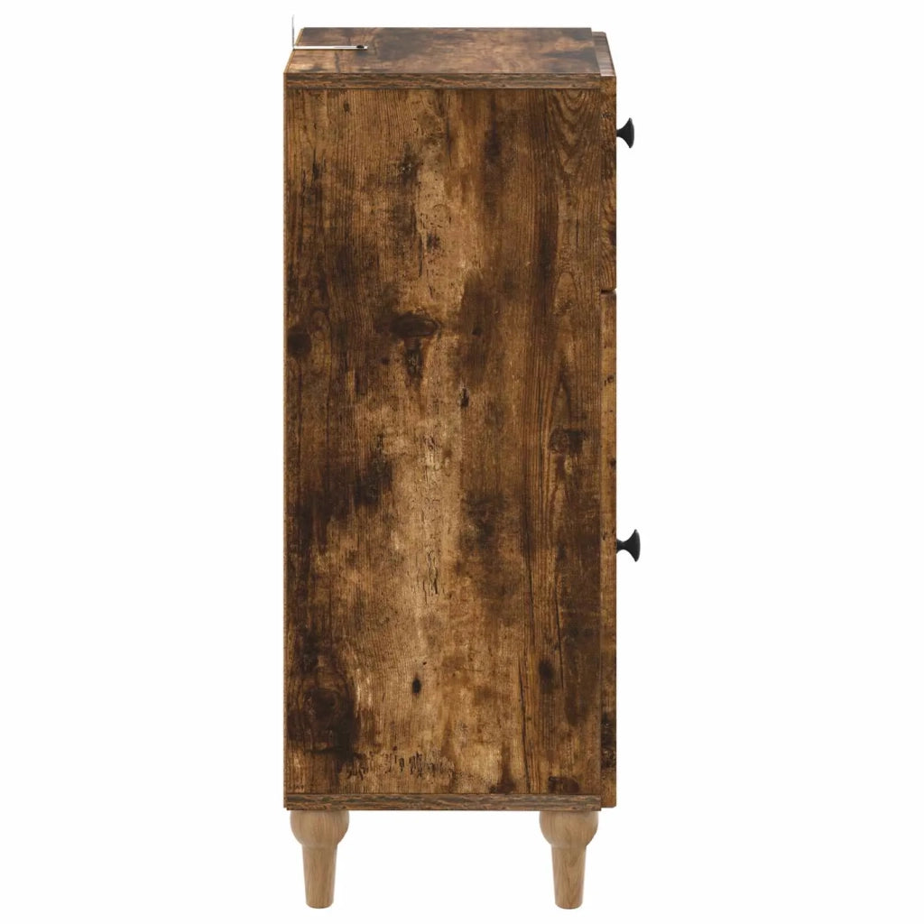 Mobiletto da Bagno ALKMAAR Rovere Fumo 30 x 31 x 80 cm 896170