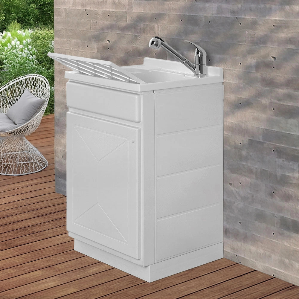 Mobile Lavatoio in Kit 50x50 cm con Vasca in Resina colore Bianco