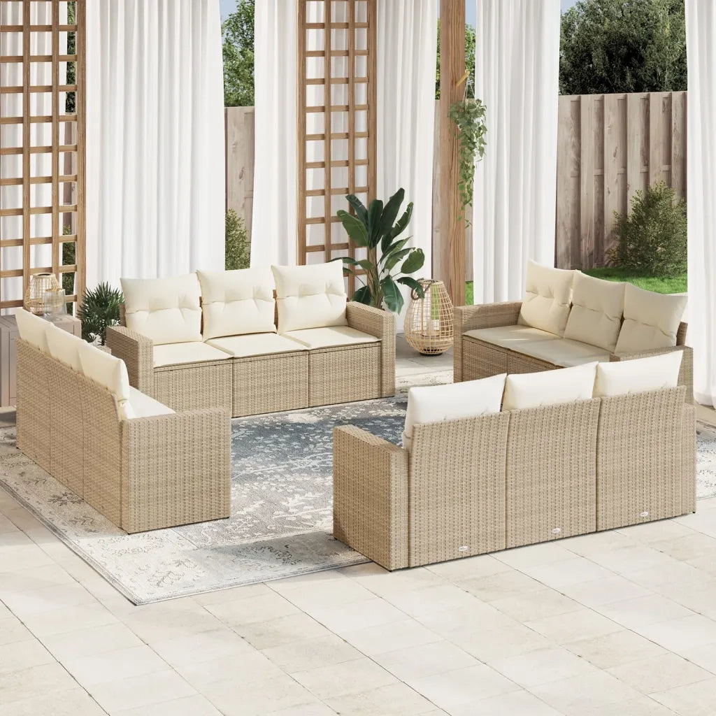 Set Divani da Giardino 12 pz con Cuscini Beige in Polyrattancod mxl 111524