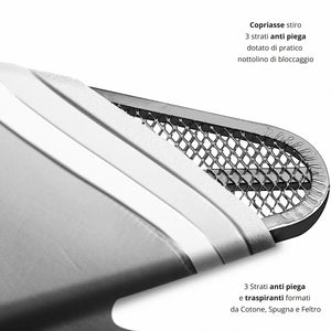 Asse da Stiro Completo Combiboard Plus 125x48 cm con Piano Stiramaniche Gambe Triple Regolabile in Altezza