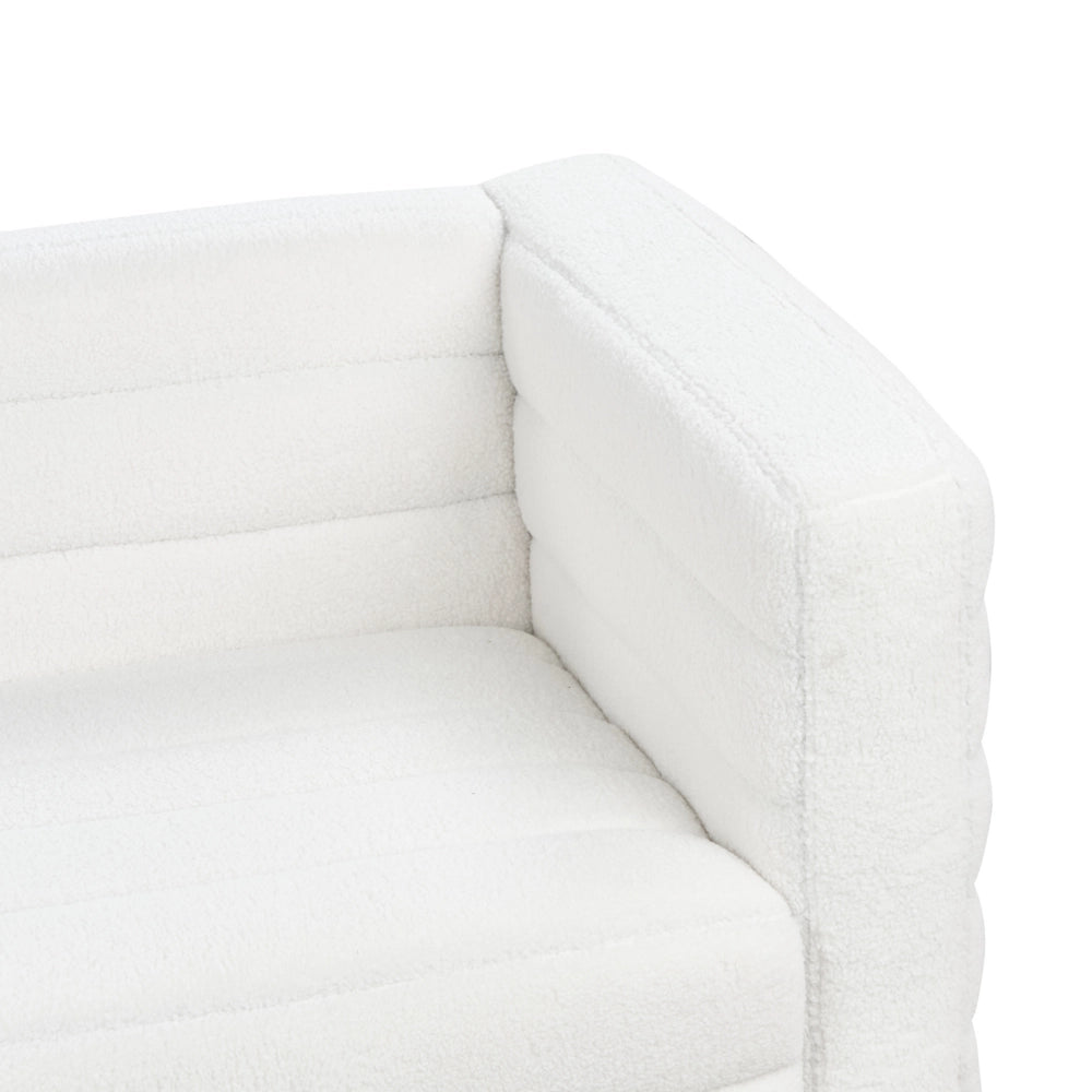 Divano a 2 posti rivestito in tessuto poliestere bouclè bianco sporco design moderno