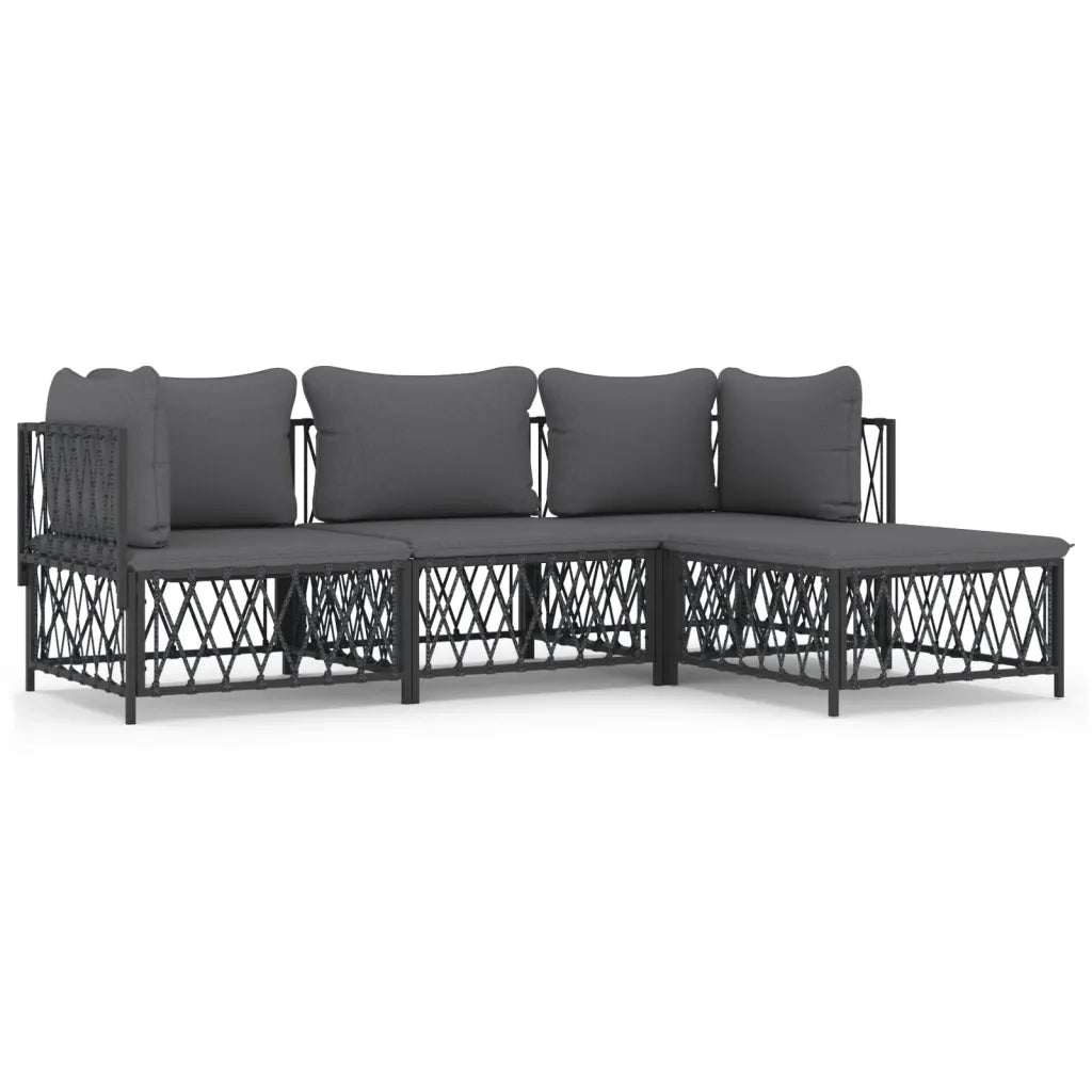 Set Salotto da Giardino 4 pz con Cuscini in Acciaio Antracitecod mxl 76589