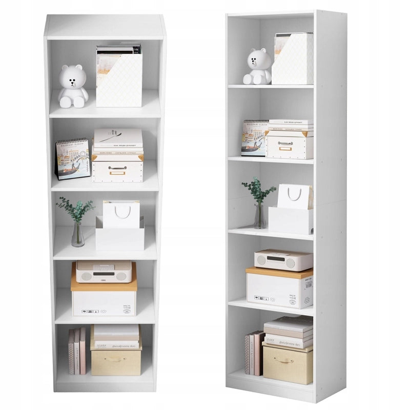 Libreria alta bianca con ripiani, moderna, stile loft, 182 cm