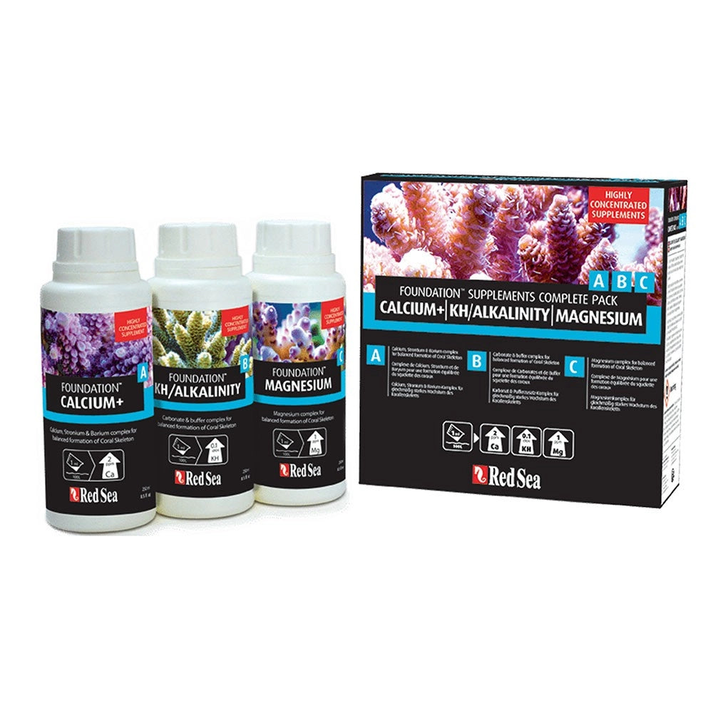 Red Sea Reef Foundation ABC 3x250ml (Ca/Sr/KH/Mg/Ba) - Complesso di Integratori Liquidi