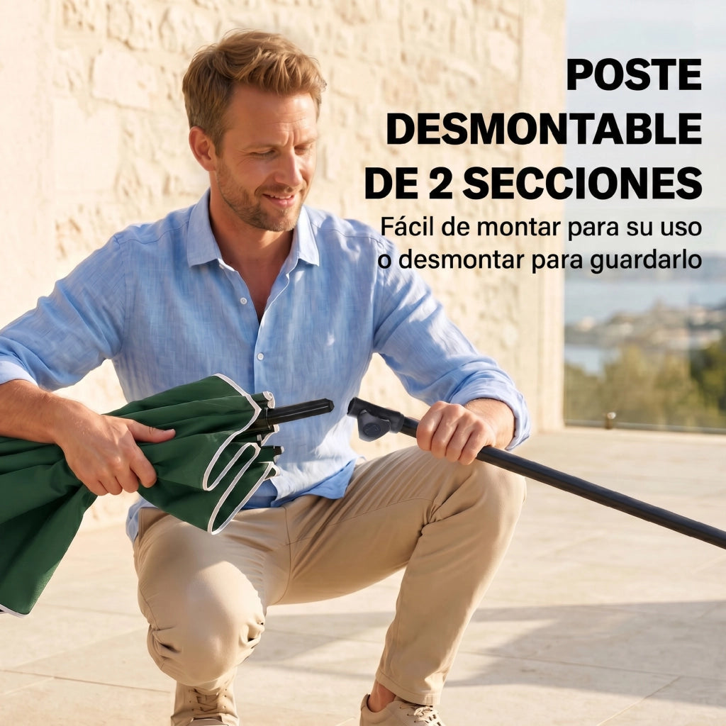 Ombrellone da Giardino ¨C Zephmum ¨C Verde 2x1.3x2.5 m