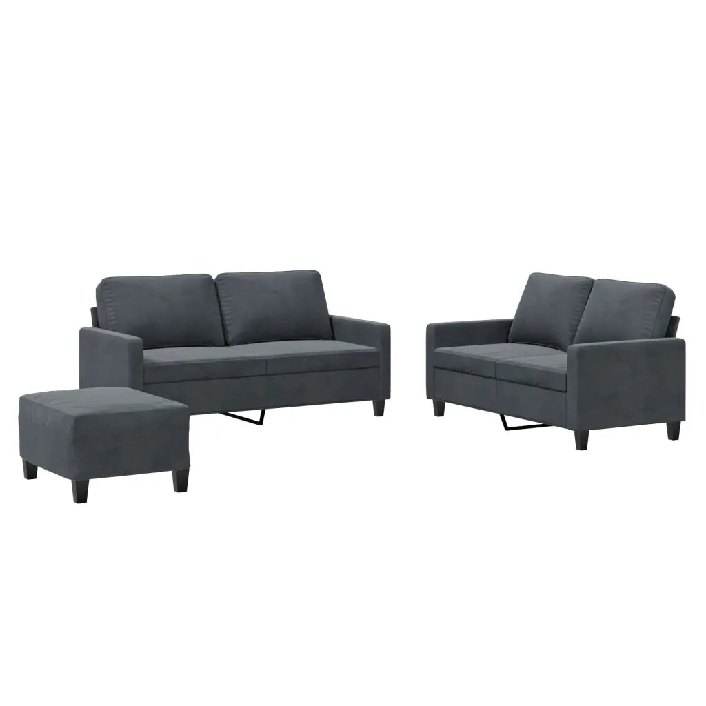 Set di Divani 3 pz con Cuscini Grigio Scuro in Velluto 3201507