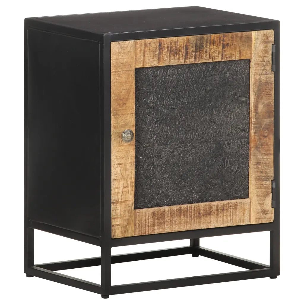 Comodino | Armadio da Notte | Mobiletto da notte 40x30x50 cm in Legno di Mango Grezzo