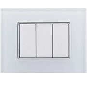 Trade Shop - Placca Cristal 3m 4m 6m Bianco Effetto Vetro Compatibile Con Bticino Axolute -  -3 Fori     -