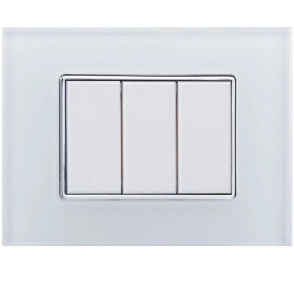 Trade Shop - Placca Cristal 3m 4m 6m Bianco Effetto Vetro Compatibile Con Bticino Axolute -  -3 Fori     -