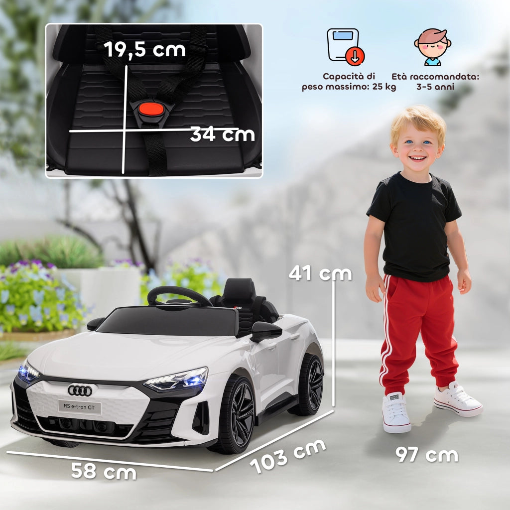 Macchina Elettrica per Bambini Licenza Audi RS con Telecomando Bianca e Nero