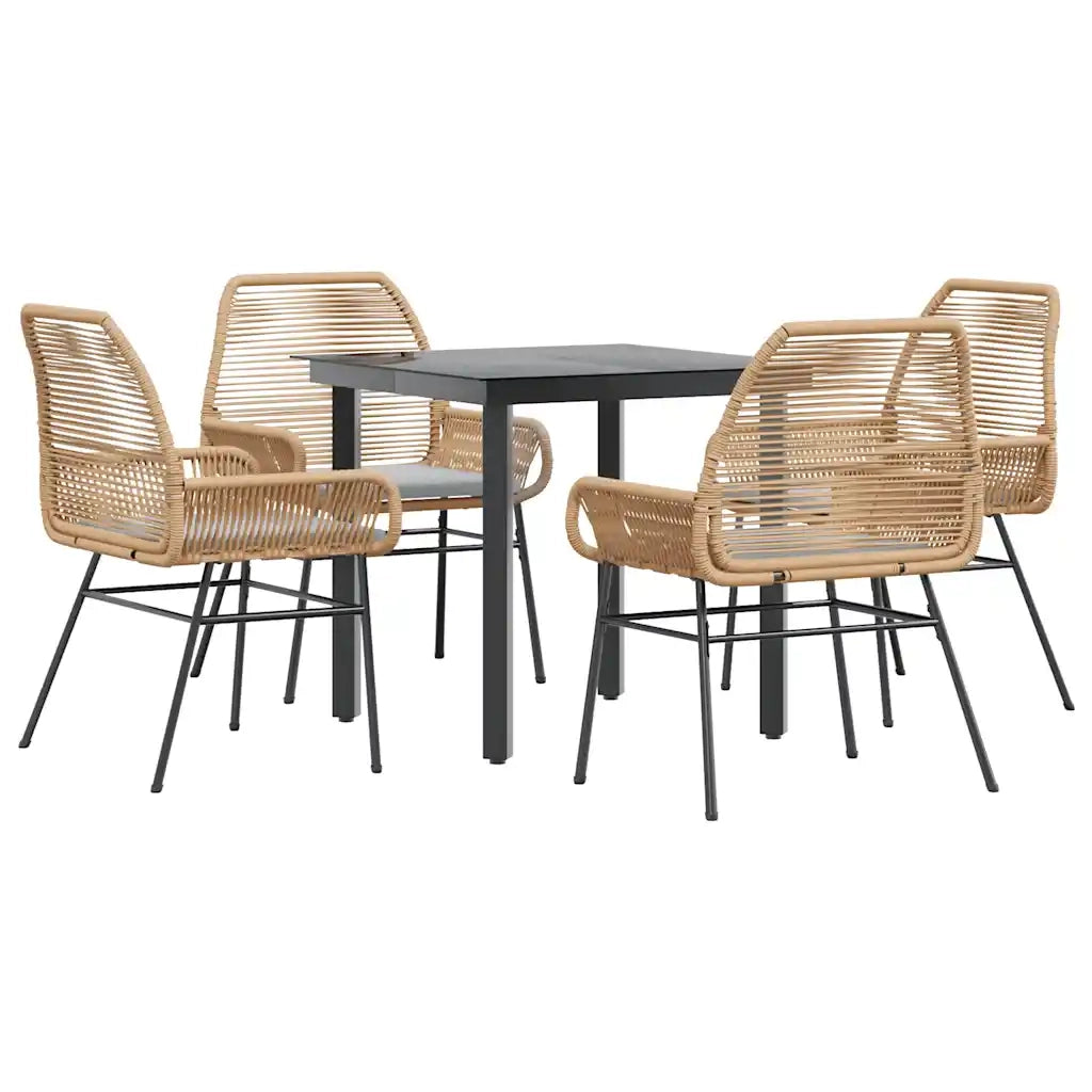 vidaXL Set da Pranzo da Giardino 5pz con Cuscini Polyrattan Vetro