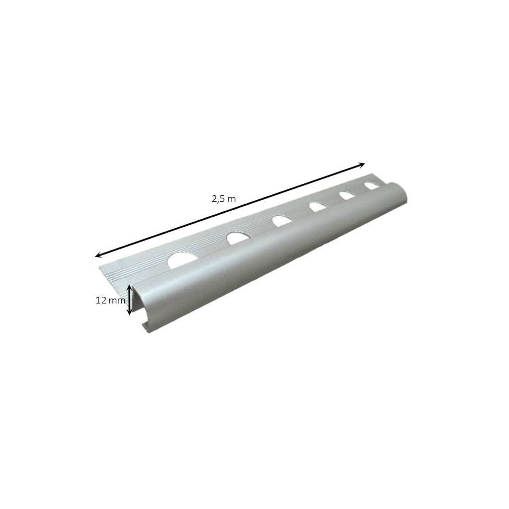 Profilo nor tondo in alluminio leggero 2,5 metri : Modello - 12MM SATINATO